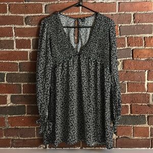 Wild Fable Floral Mini Dress with Tied Cuffs, Size Large